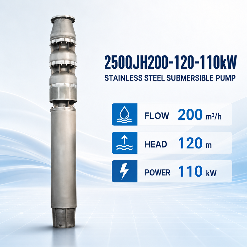 Bomba Submersível em Aço Inoxidável 110 kW Bomba de Poço Profundo de Alta Pressão para Transferência de Água