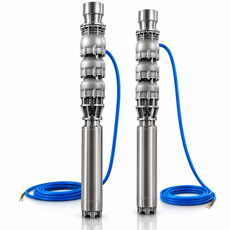 Bomba Submersível para Poço Profundo de Alto Fluxo de 300 m³/h e 100 m de Coluna de Água com Motor de 140 kW para Aplicações em Água Salgada