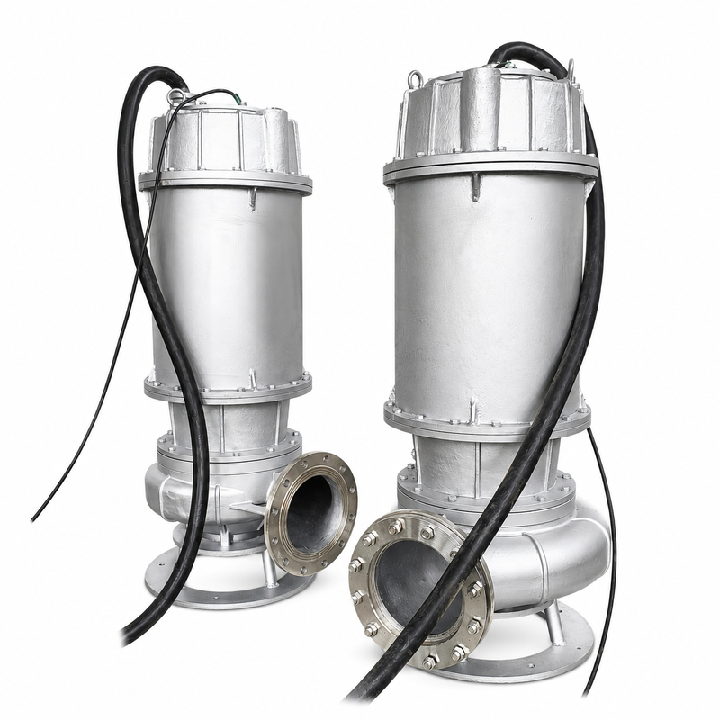 Bomba submersível para esgoto em aço inoxidável 316 com vazão de 400 m³/h e motor de 37 kW para drenagem de águas residuais