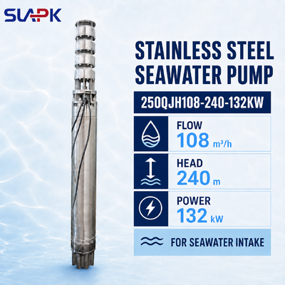 250QJH108-240-132KW Bomba submersível de aço inoxidável fundido com 240m cabeça para a entrada de água do mar