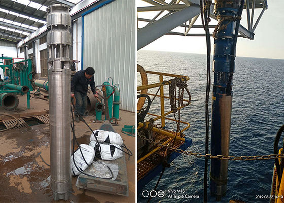 Água do mar bomba submersível de poço profundo 75kw 100hp SS316L material 60m cabeça